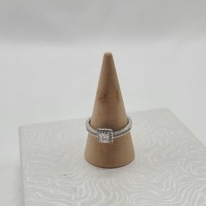 925 TG (touch of gold) White Gold Filled Silver Engagement Ring Size 8